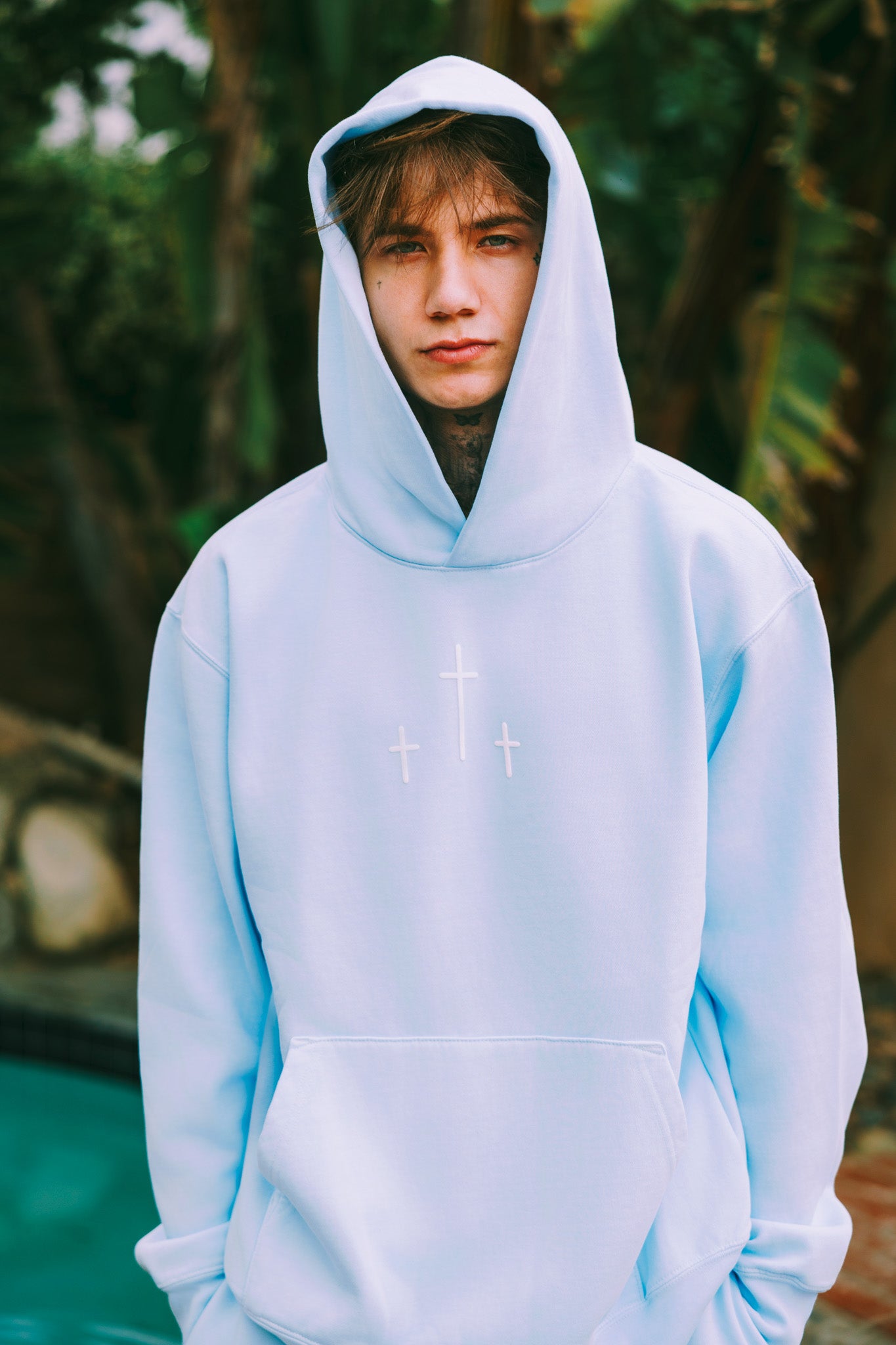 '3 Crosses' Blue Hoodie