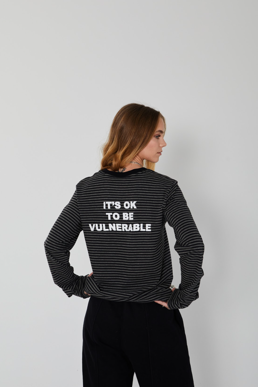 'It's OK to be Vulnerable' Striped L/S